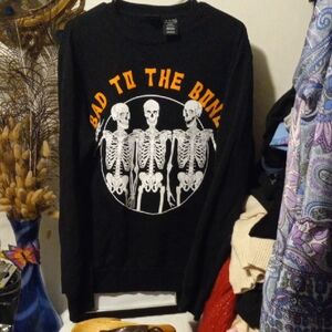MAD Engine Black Crewneck with White Skeleton Graphic and Orange Lettering